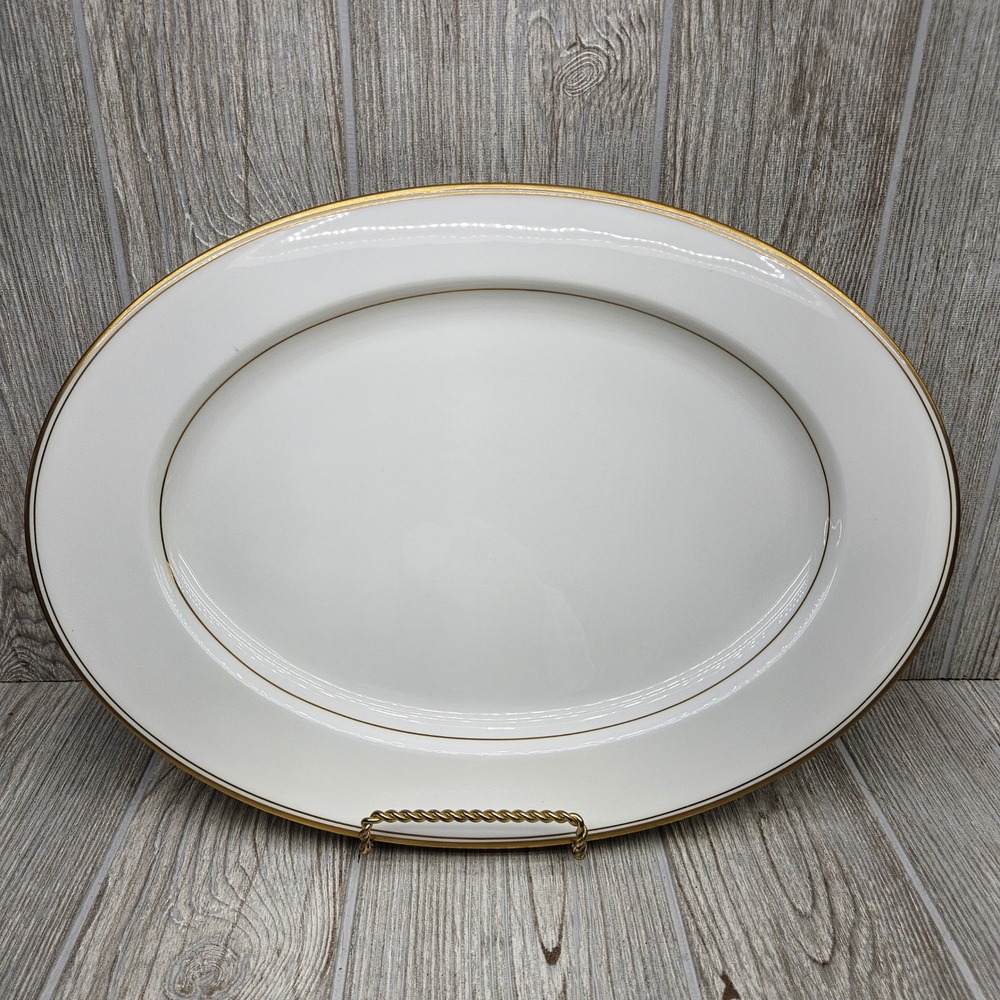 Mikasa Wheaton A1-102 Bone China Oval Serving Platter 15‎ Inch Gold Trim Japan